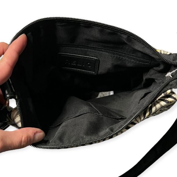 Relic Women's Black, Cream, Gray & Yellow Canvas & Faux Leather Crossbody Bag999 - Picture 10 of 11